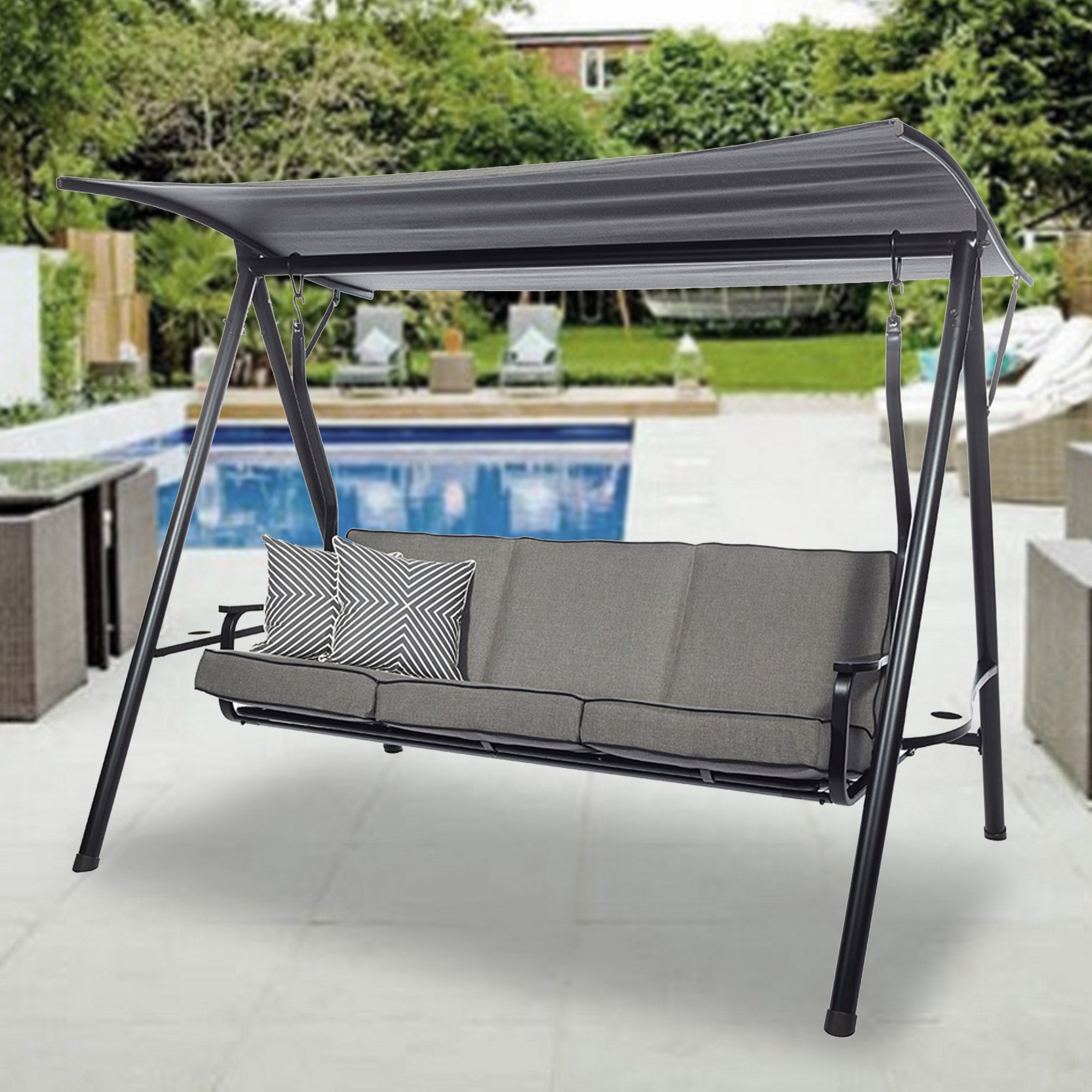 Feian Universal Replacement Swing Canopy,2pcs/Set Waterproof Sunproof Canopy Patio Swing Seat Cover for 3 Seater Solid 