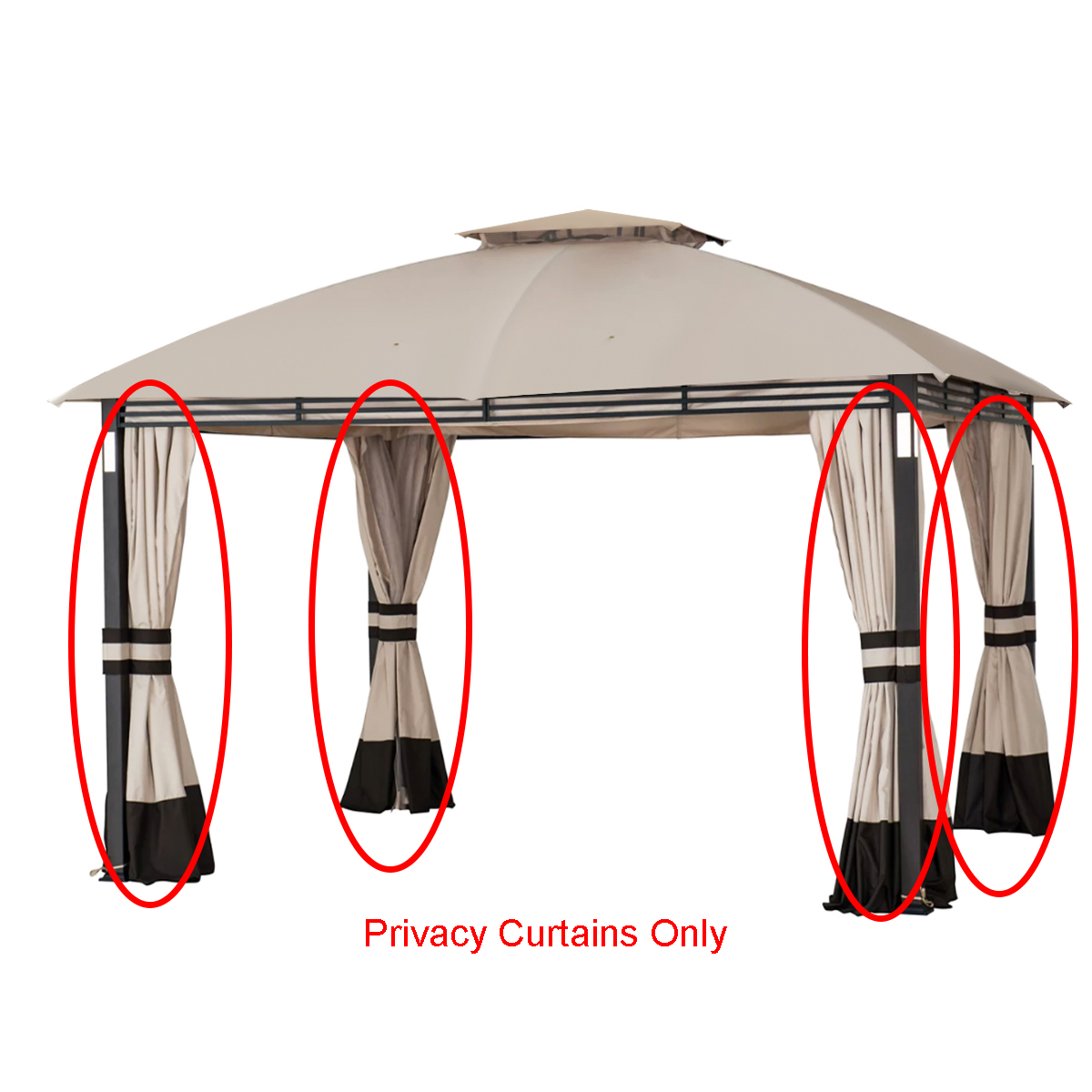 Replacement Privacy Curtain Set for Crestfield 11' X 13' Gazebo