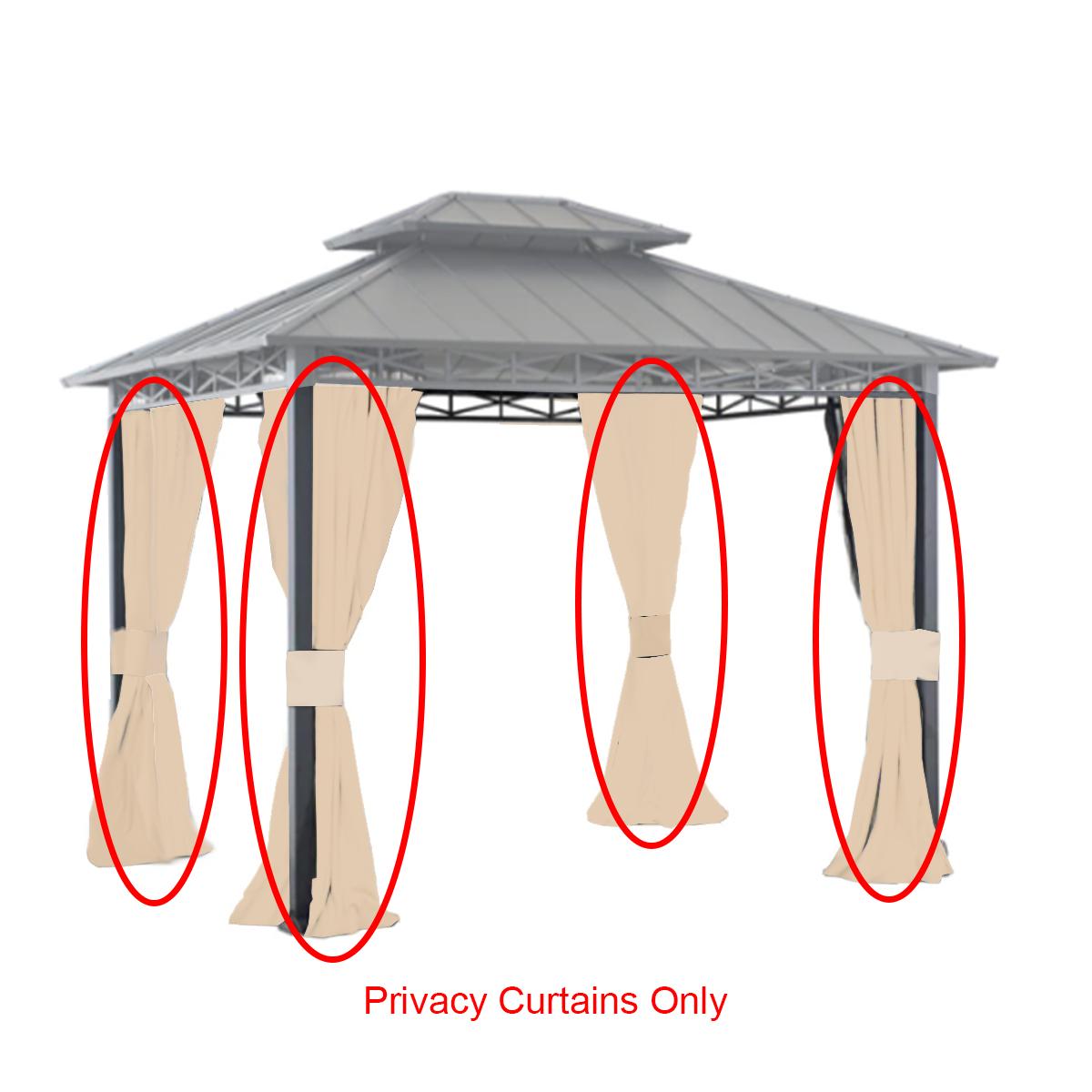 Universal Replacement Privacy Curtain Set for 11' X 9' Hard Top