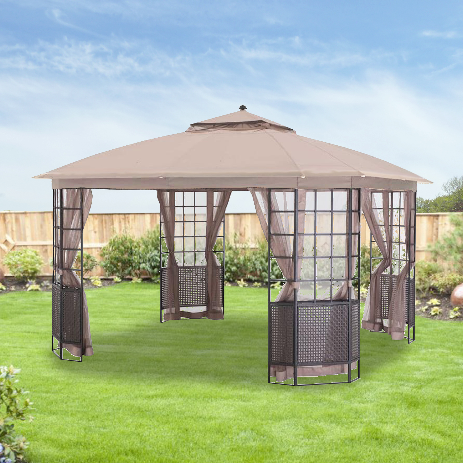 Replacement Canopy  and Net for Bay Grid 12x12  Gazebo  